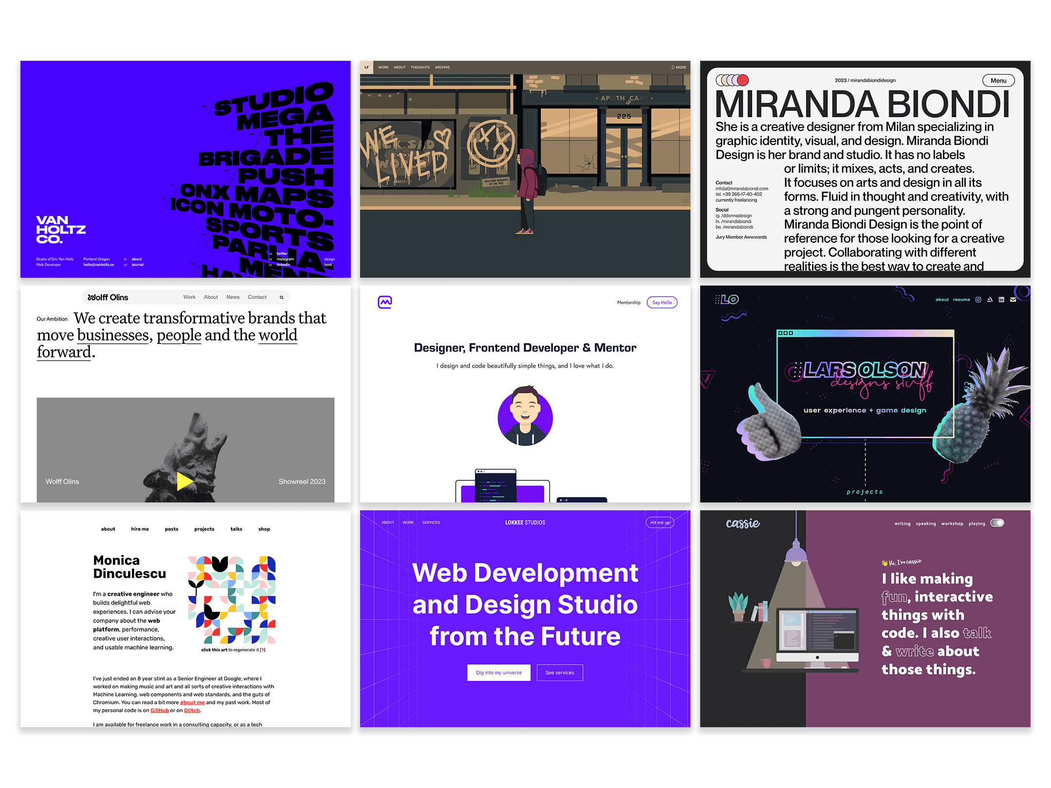 Portfolio inspiration screenshots