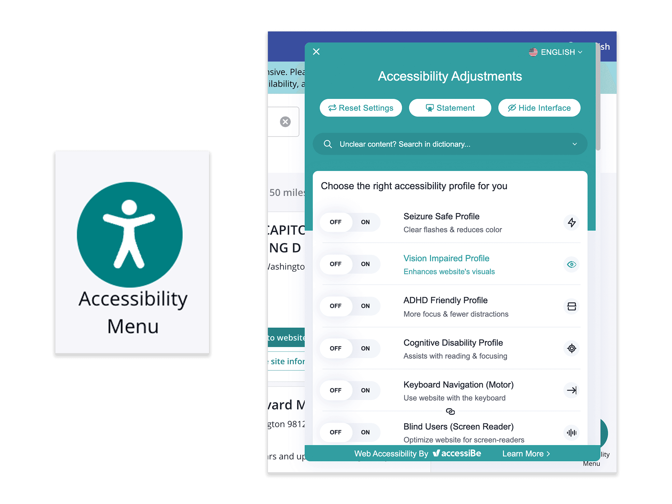 WA DOH accessibility screenshots