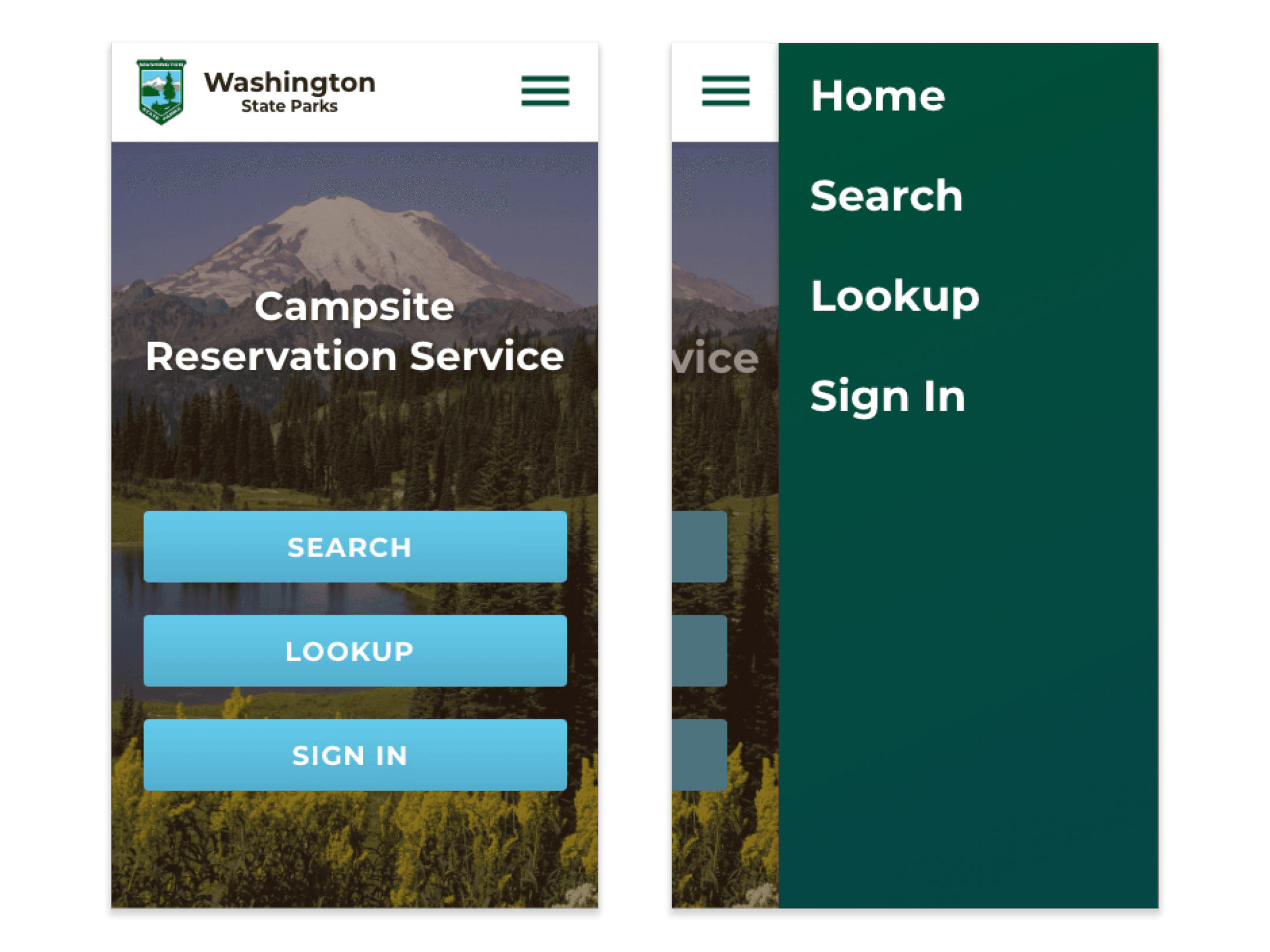 WA State Parks nav screenshots